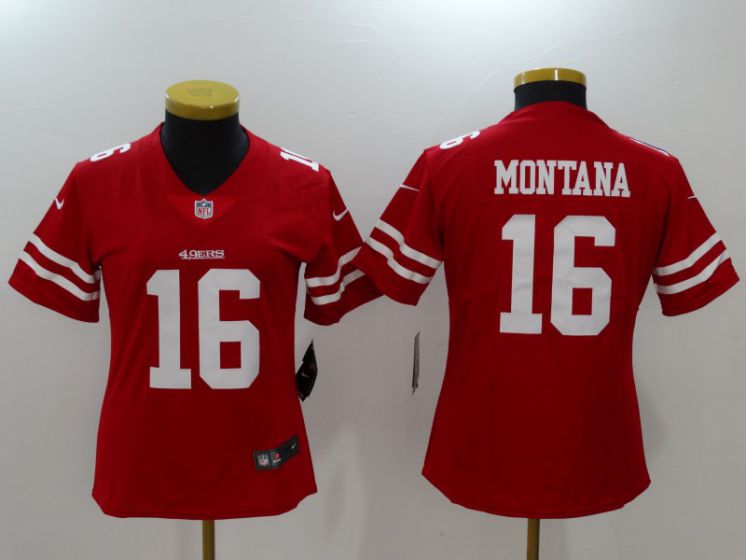 Women San Francisco 49ers #16 Montana Red Nike Vapor Untouchable Limited NFL Jerseys->toronto maple leafs->NHL Jersey